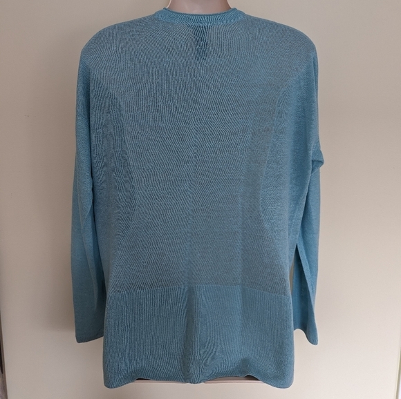Olsen linen blend knit lightweight sweater m/10 blue - Picture 6 of 9